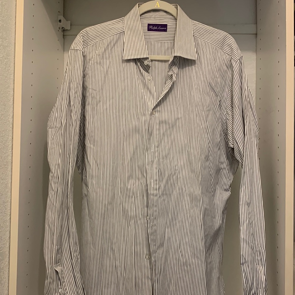 Ralph Lauren Purple Label Black and White Stripe Dress Shirt
